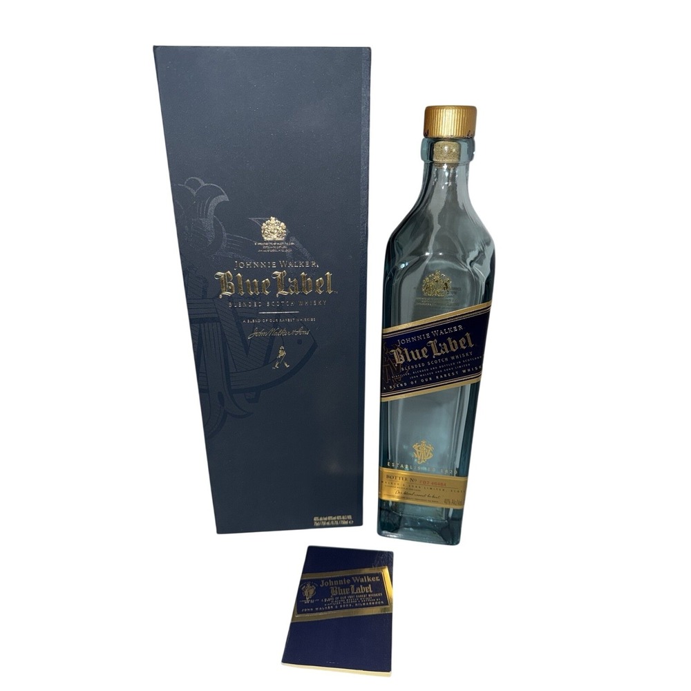 Johnnie Walker Blue Label Scotch Whiskey Empty Bottle w/ Display Box